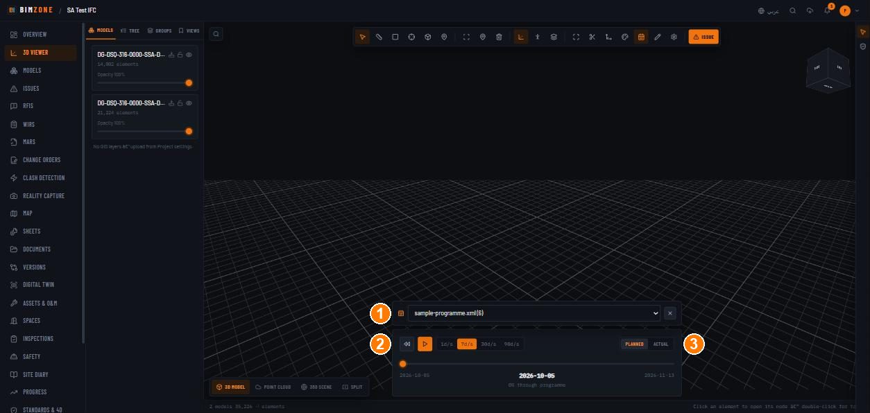 Viewer 4D timeline